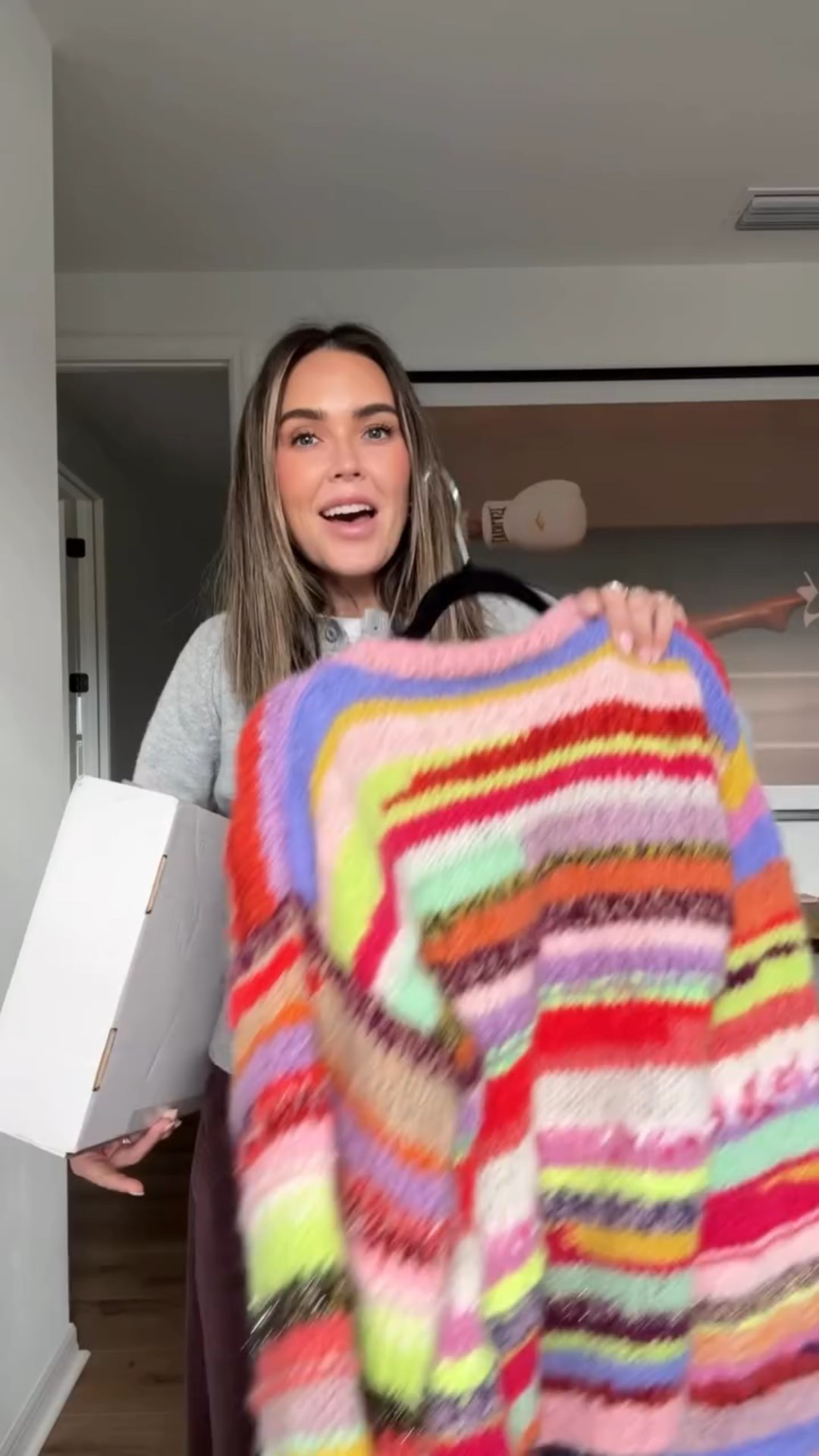 Colorful cardigan round 2! I bit the bullet and found a Nizhoni cardigan (now kitty van coesant cardigan) and I’m comparing it to my Etsy cardigan. Both hand knitted, colorful chunky sweaters! 

Long cardigan - @kittyvancoesant.official 
Shorty - @honeyartandnature

#LTKootd #LTKstorytime #LTKGiftGuide