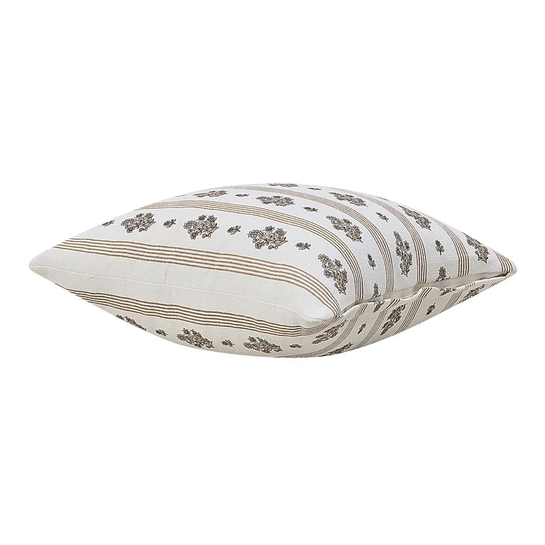 My Texas House 18" x 18" Brown Floral Stripe Decorative Pillow Cover | Walmart (US)