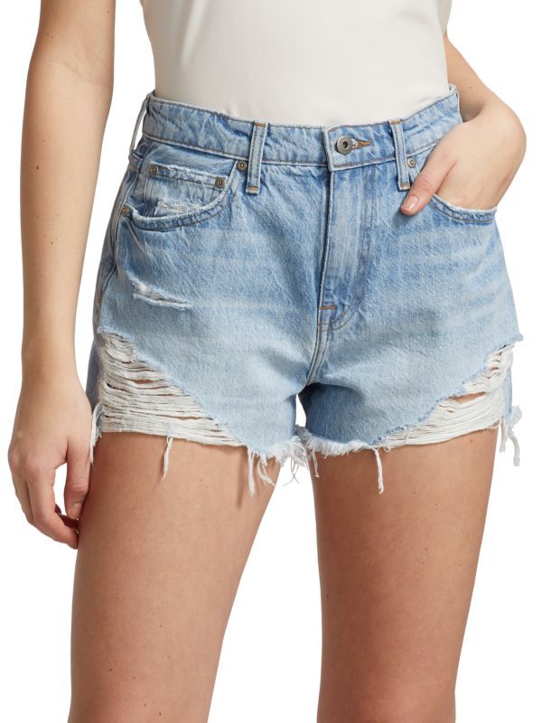 Leo High-Rise Distressed Denim Shorts | Saks Fifth Avenue OFF 5TH