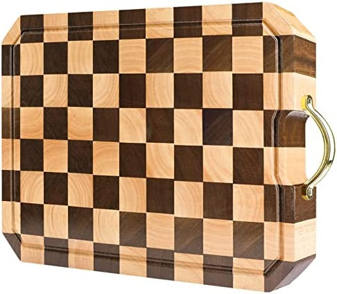 azamine End Grain Cutting Board, Large Walnut/Rubber Wood Cutting Board, with Non-Slip Feet, Juic... | Amazon (US)