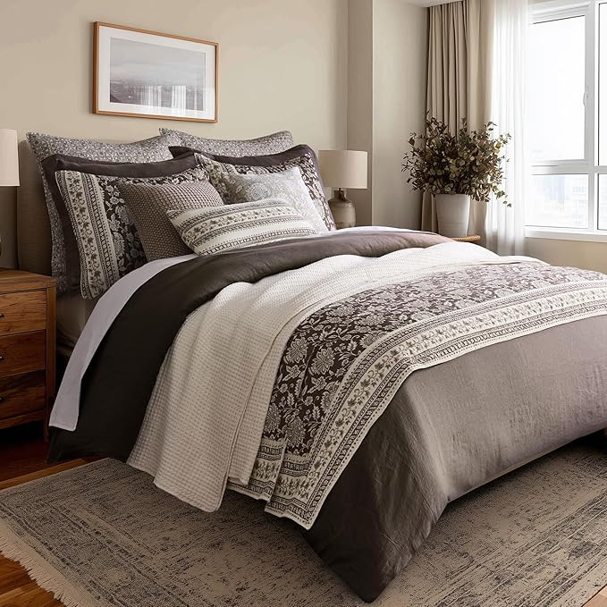 Levtex Home Adare Cocoa Reversible Full/Queen Quilt Set (88x92in) and 2 Pillow Shams (26x20in) - ... | Amazon (US)