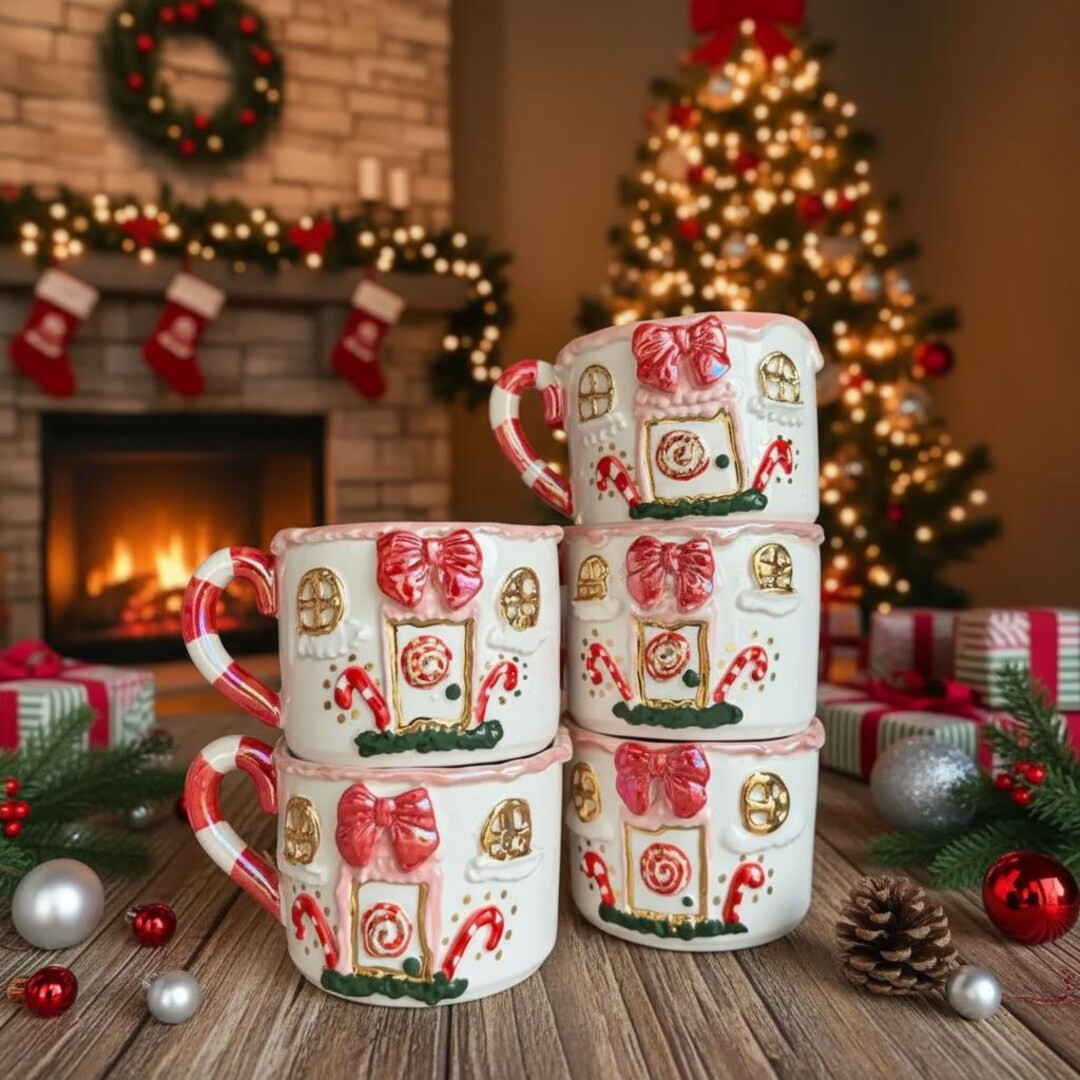 Gingerbread Christmas Mug, Handmade Ceramic Cup, 24K Gold Accent Mug, Holiday Gift Idea, Festive ... | Etsy (US)