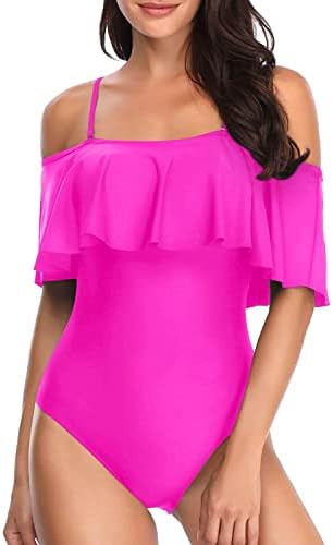 Tempt Me Women's One Piece Swimsuit Vintage Off Shoulder Ruffled Bathing Suits | Amazon (US)