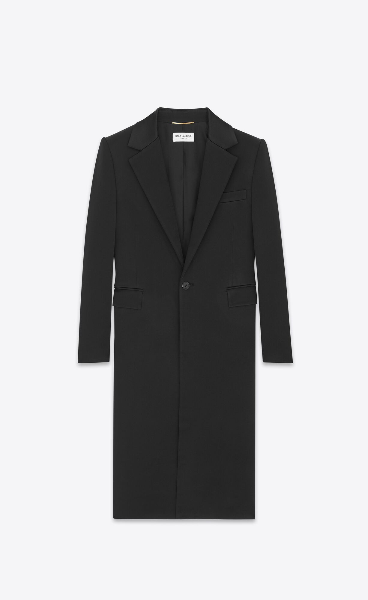 single-breasted coat in crepe satin | Saint Laurent Inc. (Global)