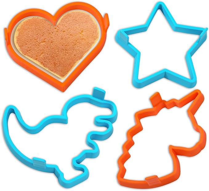 Kamehame Silicone Pancake Molds for Heart, Star, Dinosaur, Unicorn Shape Pancakes, 4 Pack Nonstic... | Amazon (US)