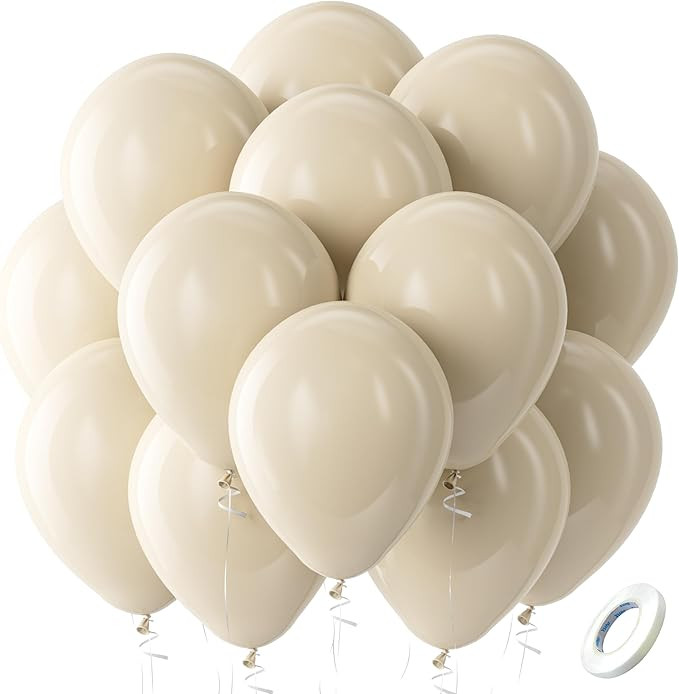 Bezente White Sand Latex Party Balloons - 100 Pack 12 inch Round Helium Sand White Balloons for B... | Amazon (US)