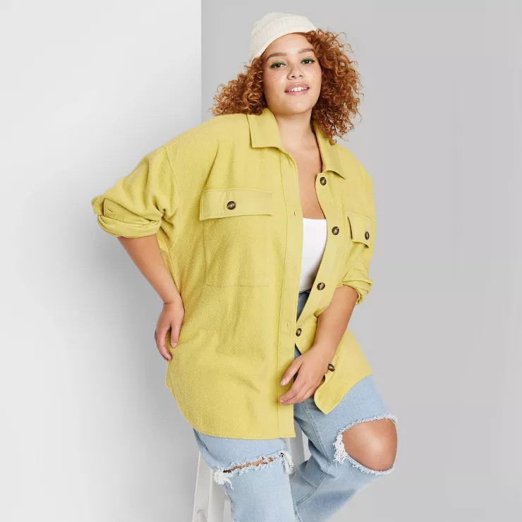 Women's Brushed Fleece Oversized Shacket - Wild Fable™ | Target