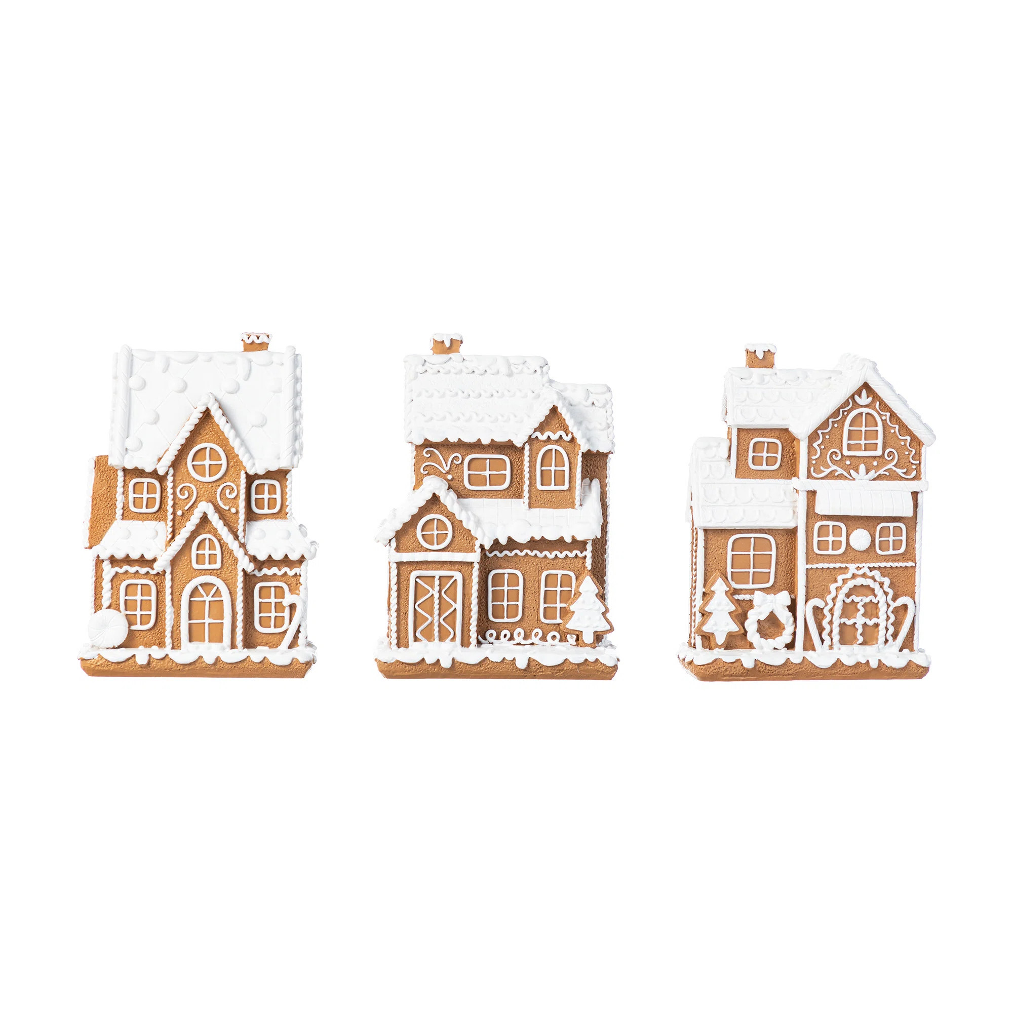 3-Piece 5.50"H Christmas Resin Gingerbread House Table Decor (Set of 3) | Wayfair North America