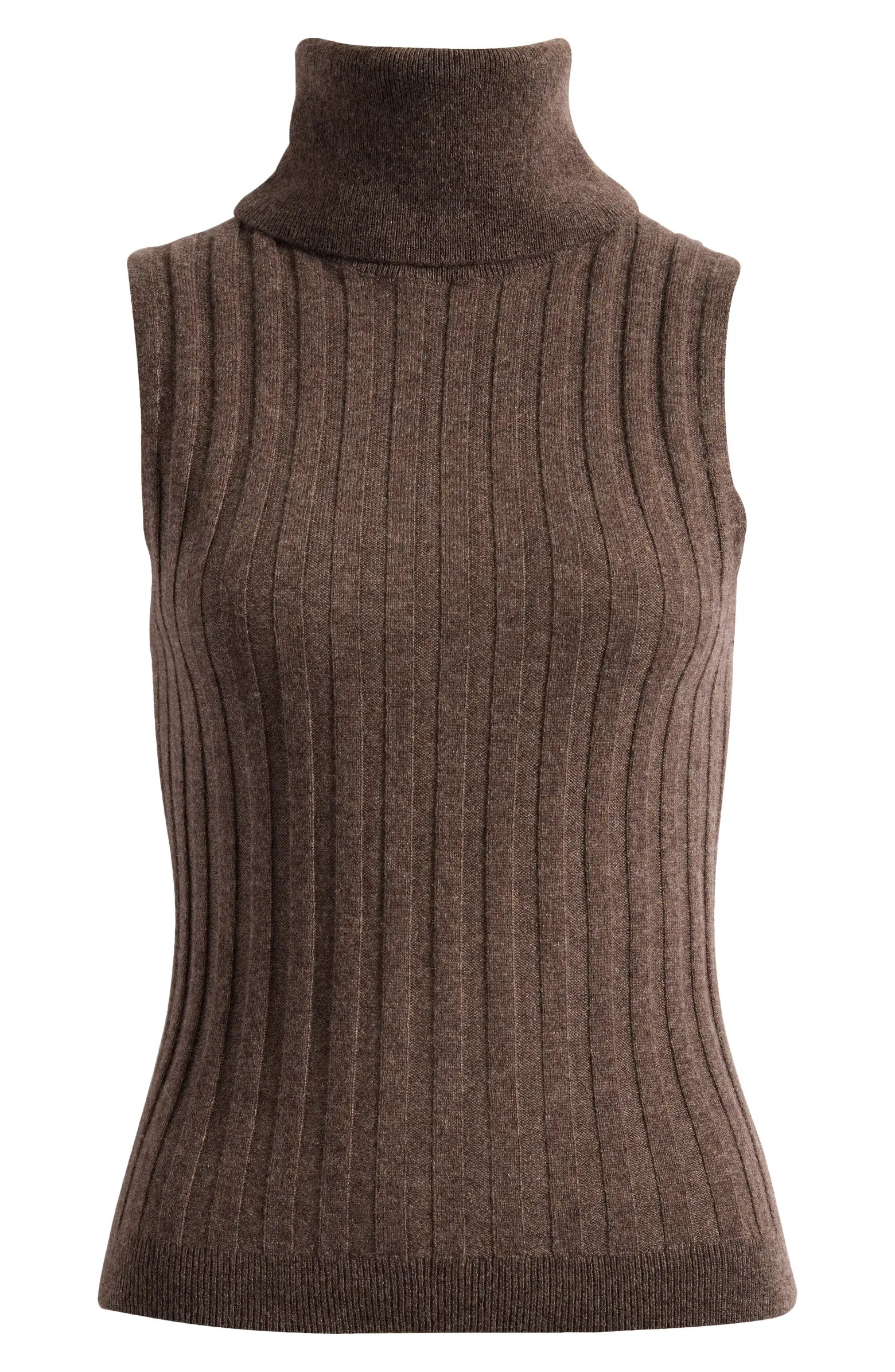 Rowyn Cashmere & Wool Sleeveless Rib Turtleneck Sweater | Nordstrom