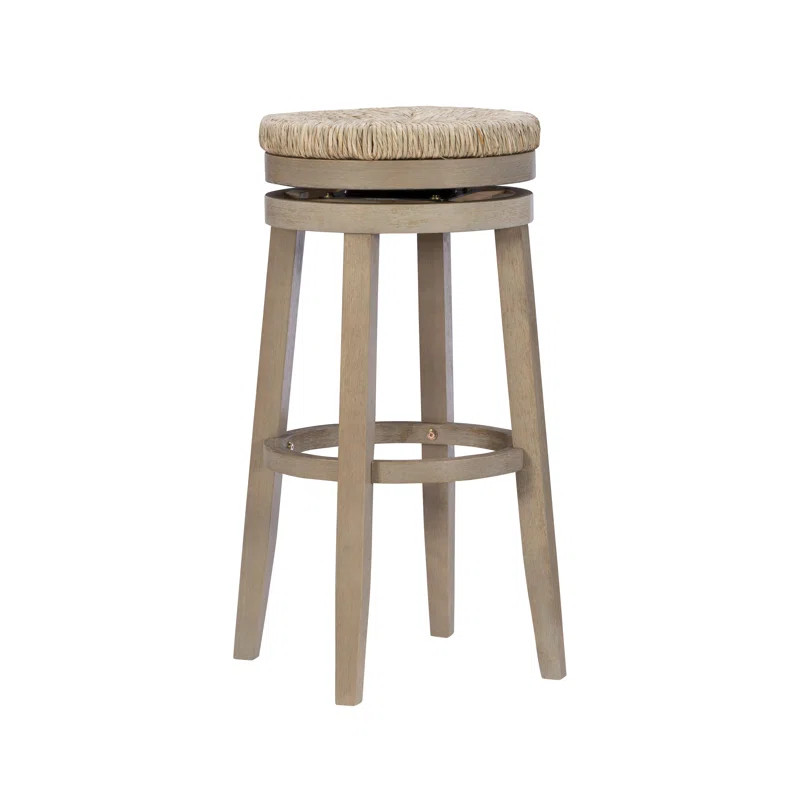 Granville Swivel Solid Wood Woven Seat Bar & Counter Stool | Wayfair Professional