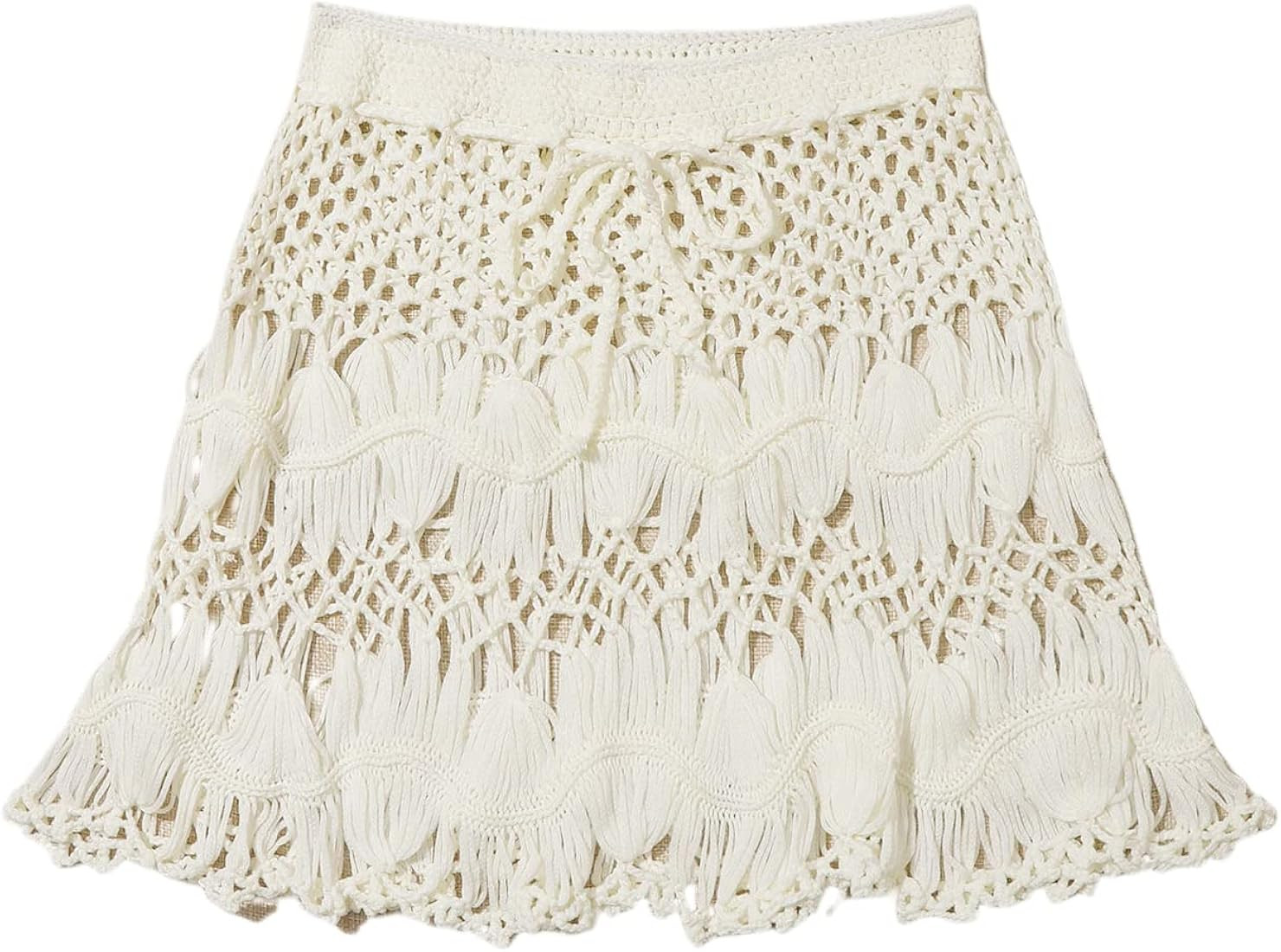 Floerns Women's Bathing Suit Tie Waist Crochet Beach Cover Up Skirt | Amazon (US)