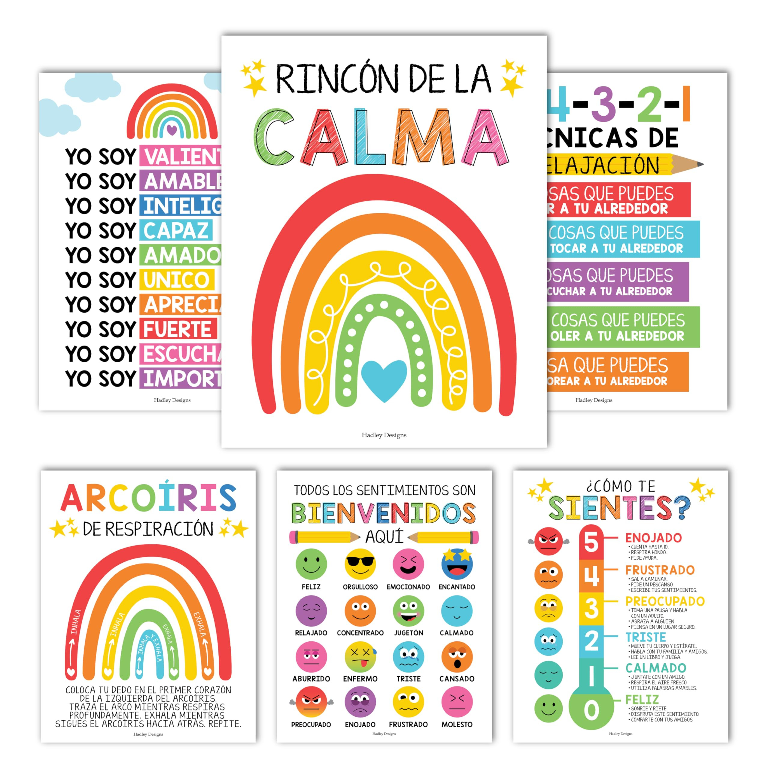 Spanish Classroom Decorations - 6 Spanish Classroom Posters Elementary, Calm Down Corner Posters ... | Amazon (US)