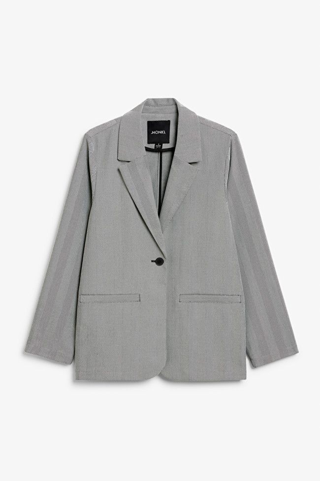 Grey structured single breasted blazer | Monki