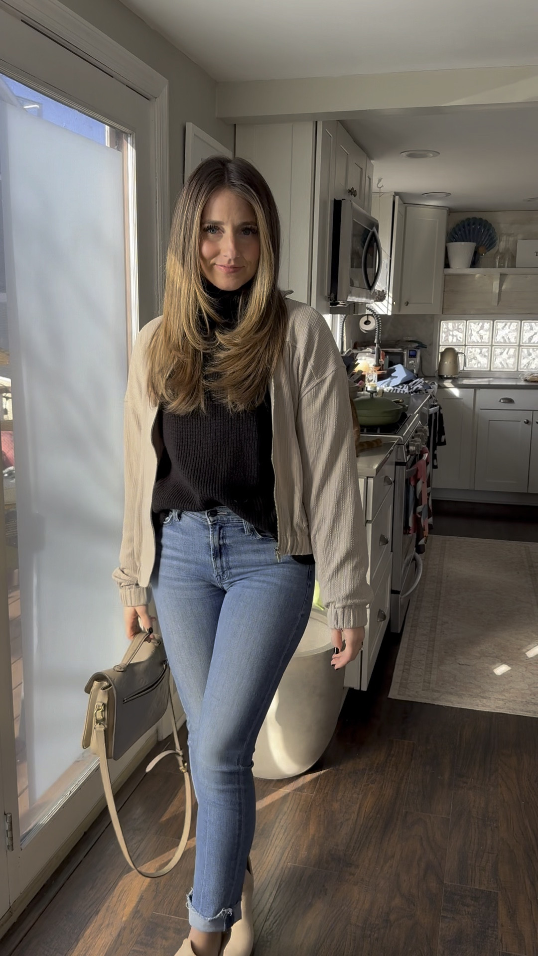 Easy date night, girls night, night out, etc outfit! 
Size small in sweater
Size small in jacket
True size in jeans
True size in shoes
Lip color - rose (use code laurenrose20 for 20% off)

#LTKfindsunder50 #LTKfindsunder100 #LTKstyletip