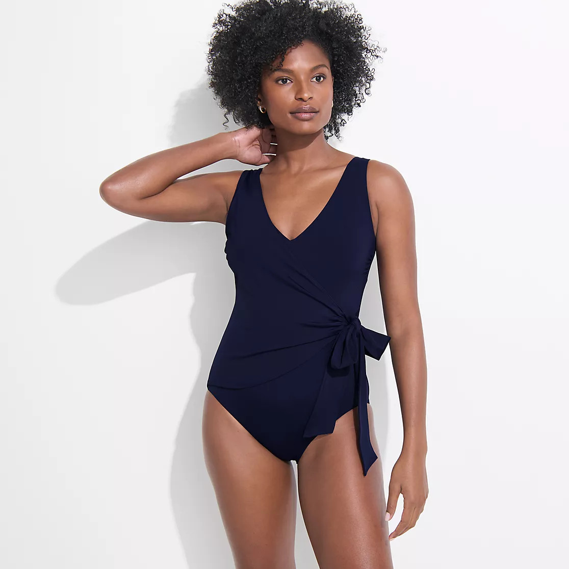 Women's Long Torso Side Tie Wrap One Piece Swimsuit | Lands' End (US)