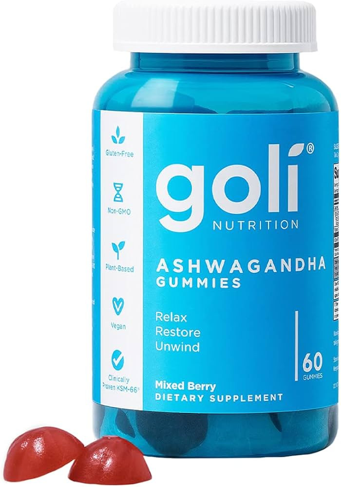 Goli Ashwagandha & Vitamin D Gummy - 60 Count - Mixed Berry, KSM-66, Vegan, Plant Based, Non-GMO,... | Amazon (US)