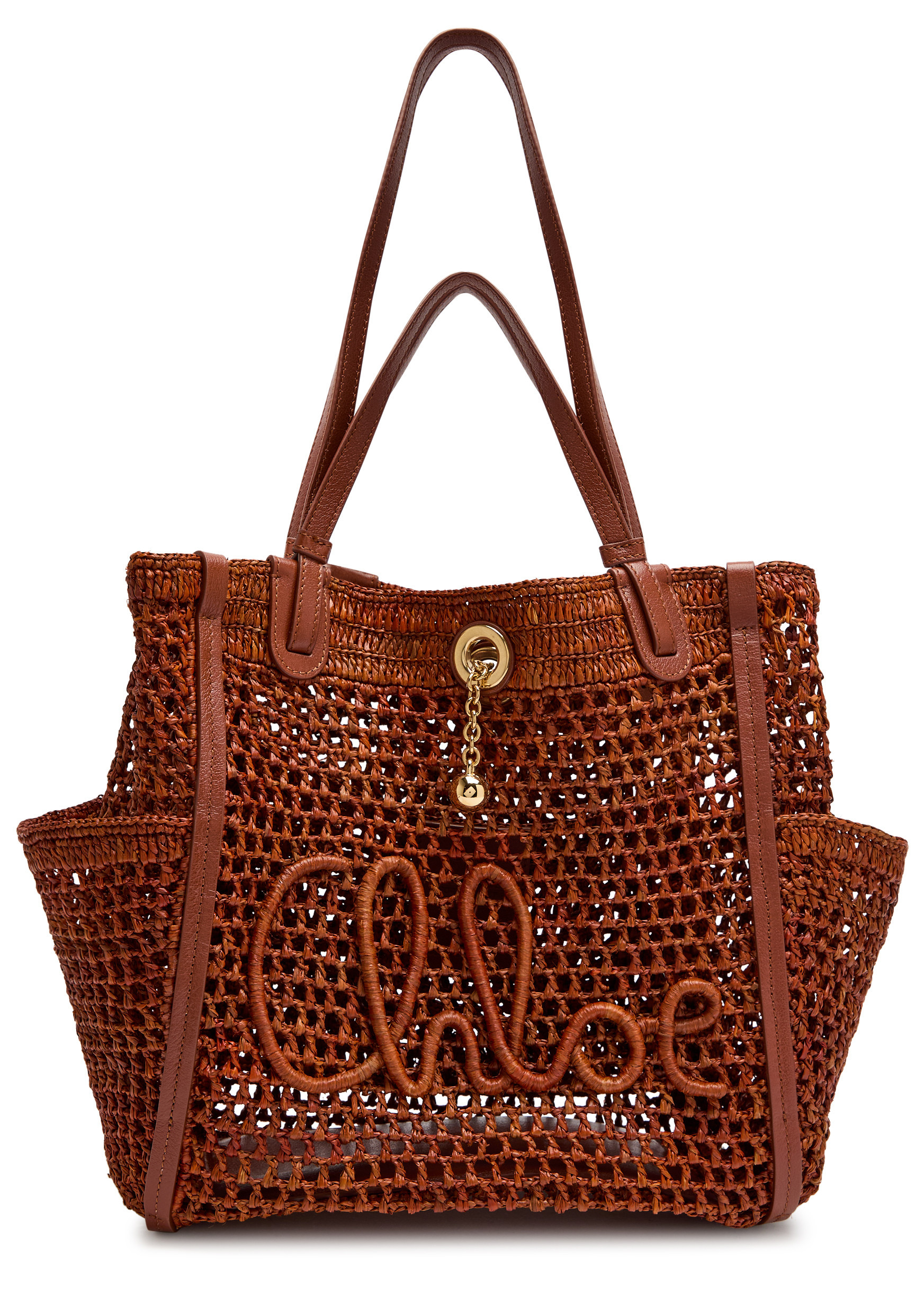 Iconic logo leather and raffia tote bag | Harvey Nichols