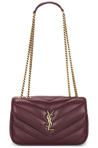 Saint Laurent Small Loulou Chain Bag in Light Hot Wine - Wine. Size all. | FWRD 