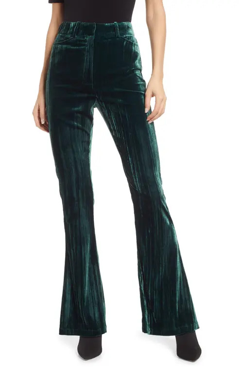 & Other Stories Flare Leg Velvet Pants in Green Velvet at Nordstrom, Size 10 | Nordstrom