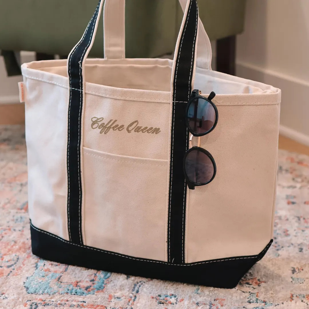 Custom Canvas Sailboat Tote Bag With Zipper, Custom Text Tote Bag, Bridesmaid Gift, Embroidered T... | Etsy (US)