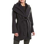 T Tahari Women's Double Face Wool Blend Wrap Coat with Oversized Collar, Sea Grey, Medium | Amazon (US)
