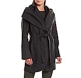 T Tahari Women's Double Face Wool Blend Wrap Coat with Oversized Collar, Sea Grey, Medium | Amazon (US)