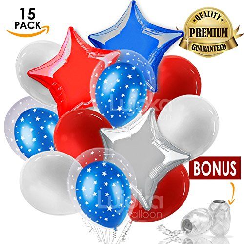 4th of July Balloons Decorations - Independence Day Patriotic Balloons- Foil Stars and latex Balloon | Amazon (US)