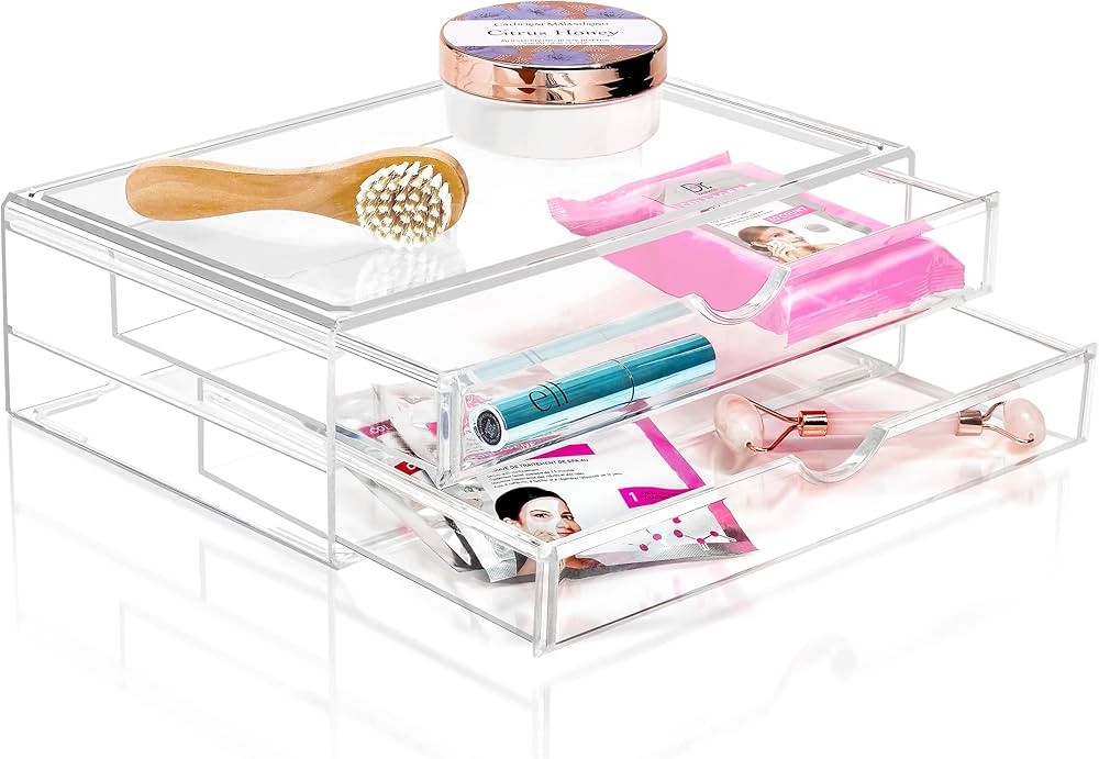 Sorbus Large Stackable Acrylic Drawers - 2 Clear Storage Drawers for Organizing Make up, Nail Pol... | Amazon (US)