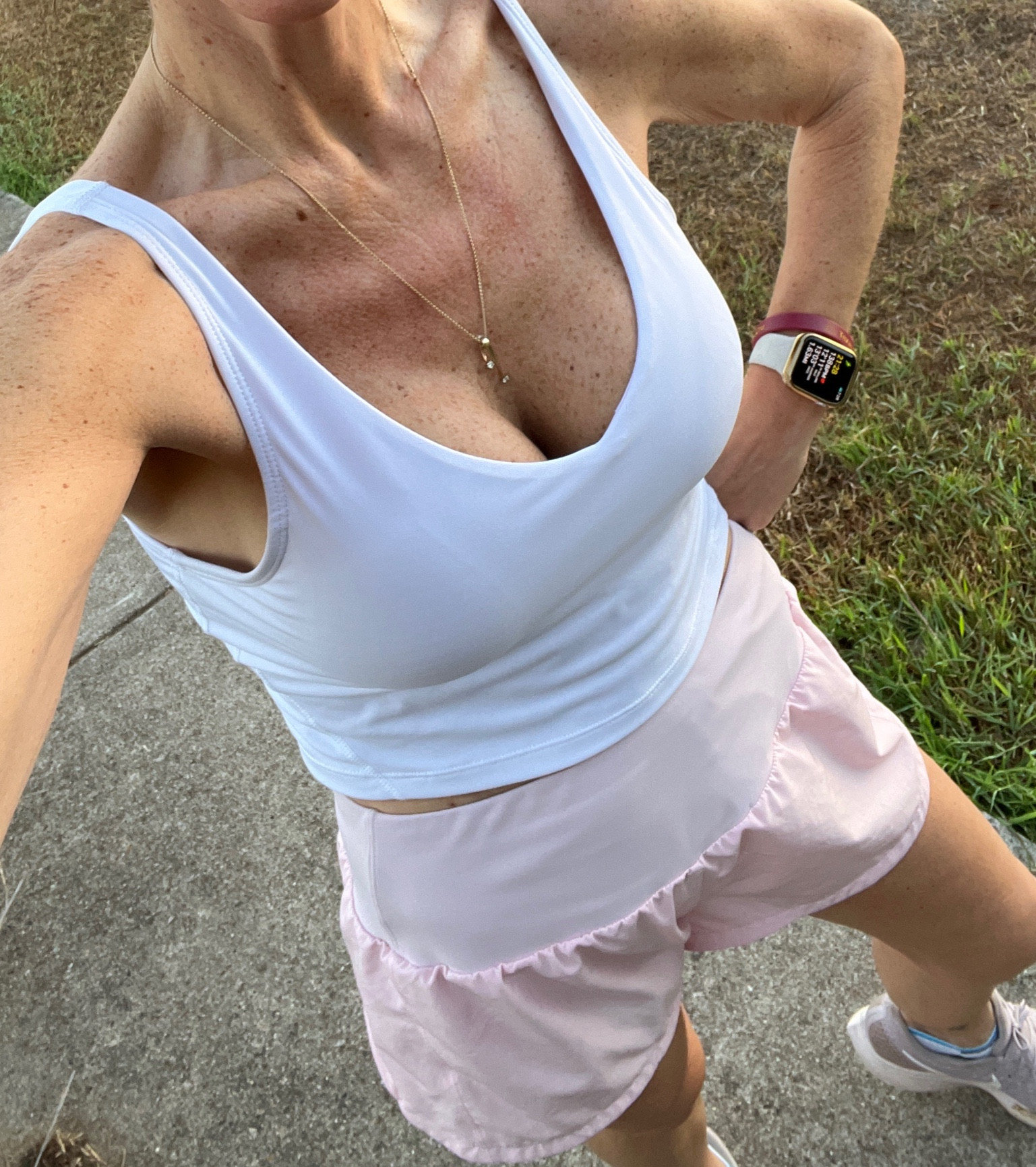 Running/jogging fit. Lululelemon dupe from Amazon. Perfect for working out. The top is supportive, no need for extra sports bra. I have it in multiple colors. Love it! 

#LTKfindsunder50 #LTKfitness #LTKsalealert