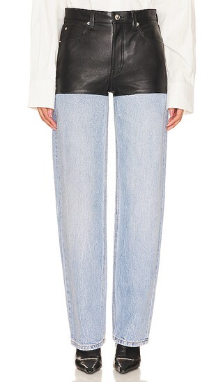 Leather Stacked Hem in Vintage Faded Indigo | Revolve Clothing (Global)