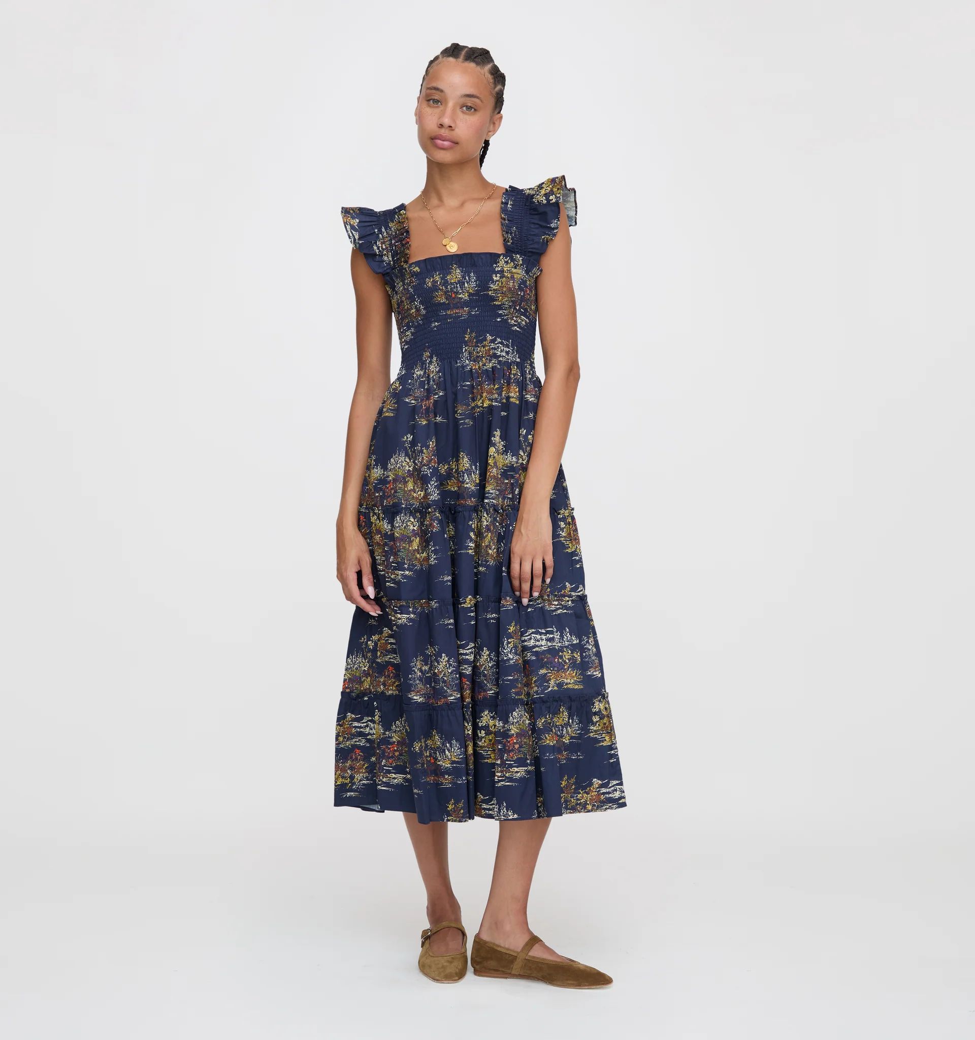 The Ellie Nap Dress - Navy Equestrian Toile | Hill House Home