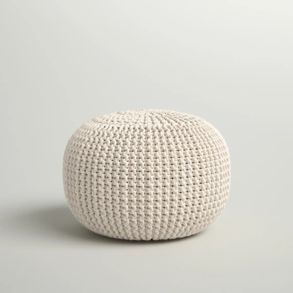 Kylie 20" Wide Round Indoor/Outdoor All-Weather Polyester Woven Pouf Ottoman/Footstool by Jaipur ... | Wayfair North America