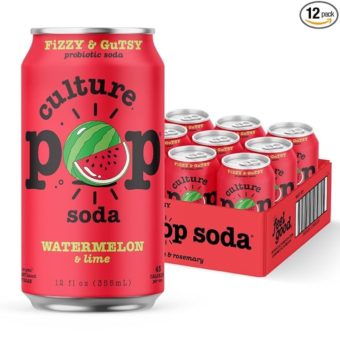 Culture Pop Soda Sparkling Probiotic Drink, 45 Calories Per Can, Vegan Soda for Gut Health, Non-G... | Amazon (US)