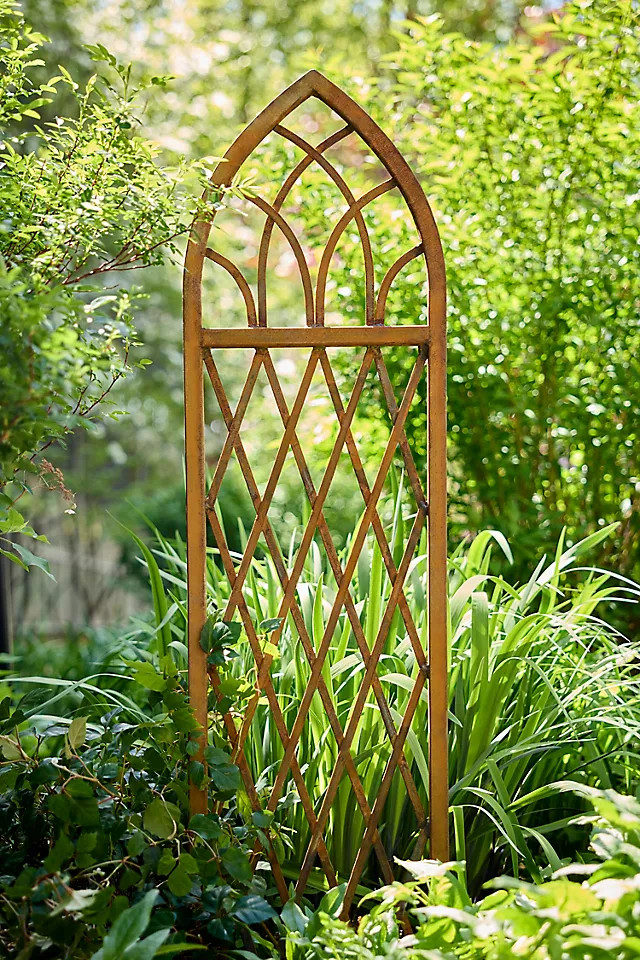 Rust Patina Gothic Arch Trellis, Size: 50" at Terrain | Terrain