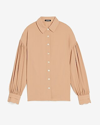 Drop Shoulder Pleated Balloon Sleeve Shirt | Express