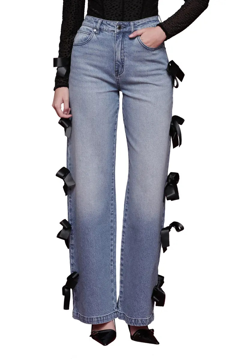 Bow Detail High Waist Jeans | Nordstrom