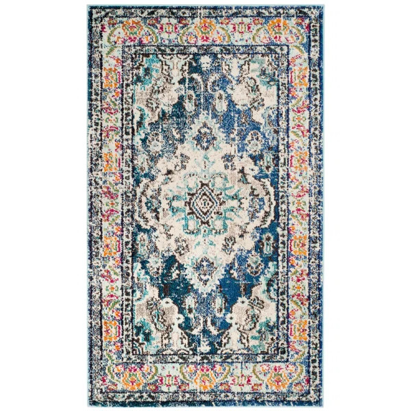 Ponca Oriental Navy/Light Blue Area Rug | Wayfair North America
