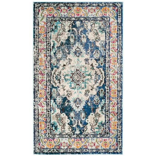 Ponca Oriental Navy/Light Blue Area Rug | Wayfair Professional