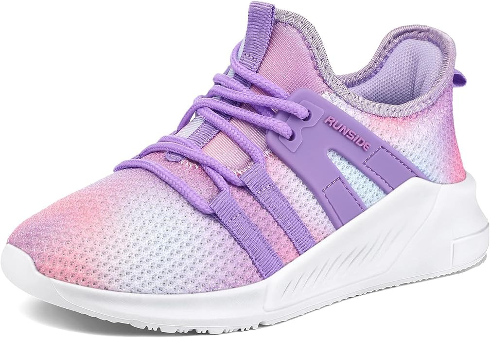 RUNSIDE Girls Lightweight Sneakers Kids Tennis Sports Shoes Lace-up for Running/Walking, Toddler/... | Amazon (US)