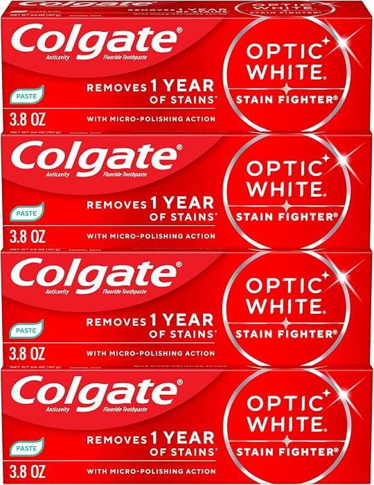 Colgate Optic White Stain Fighter Clean Mint Paste Teeth Whitening Toothpaste, 4 Pack, Anticavity... | Amazon (US)