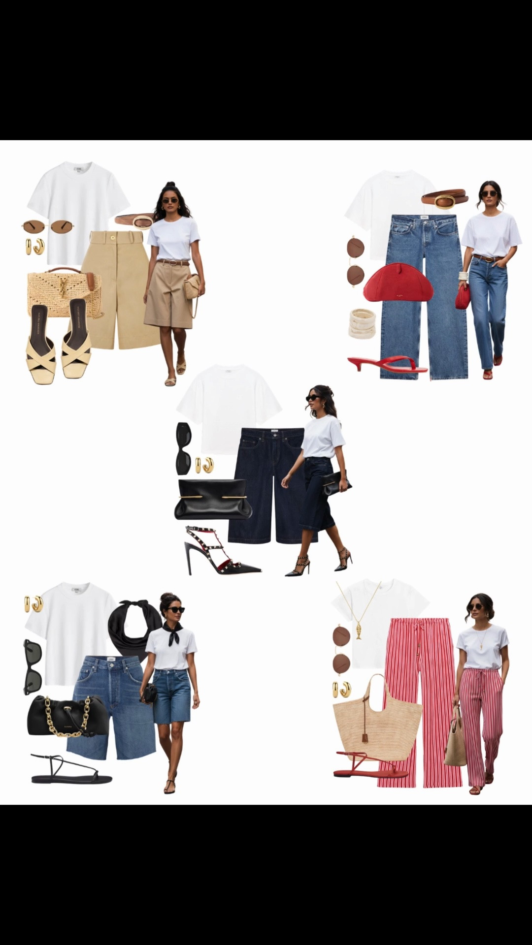 White t-shirt outfit ideas for summer 🤍✨

Tags: summer outfit formulas, Bermuda jean shorts, kitten heel sandals, clutch bag, date night outfit, black sunglasses, wide leg jeans, white tee, elevated outfit, capsule wardrobe

#LTKsummer #LTKjeans #LTKdatenight