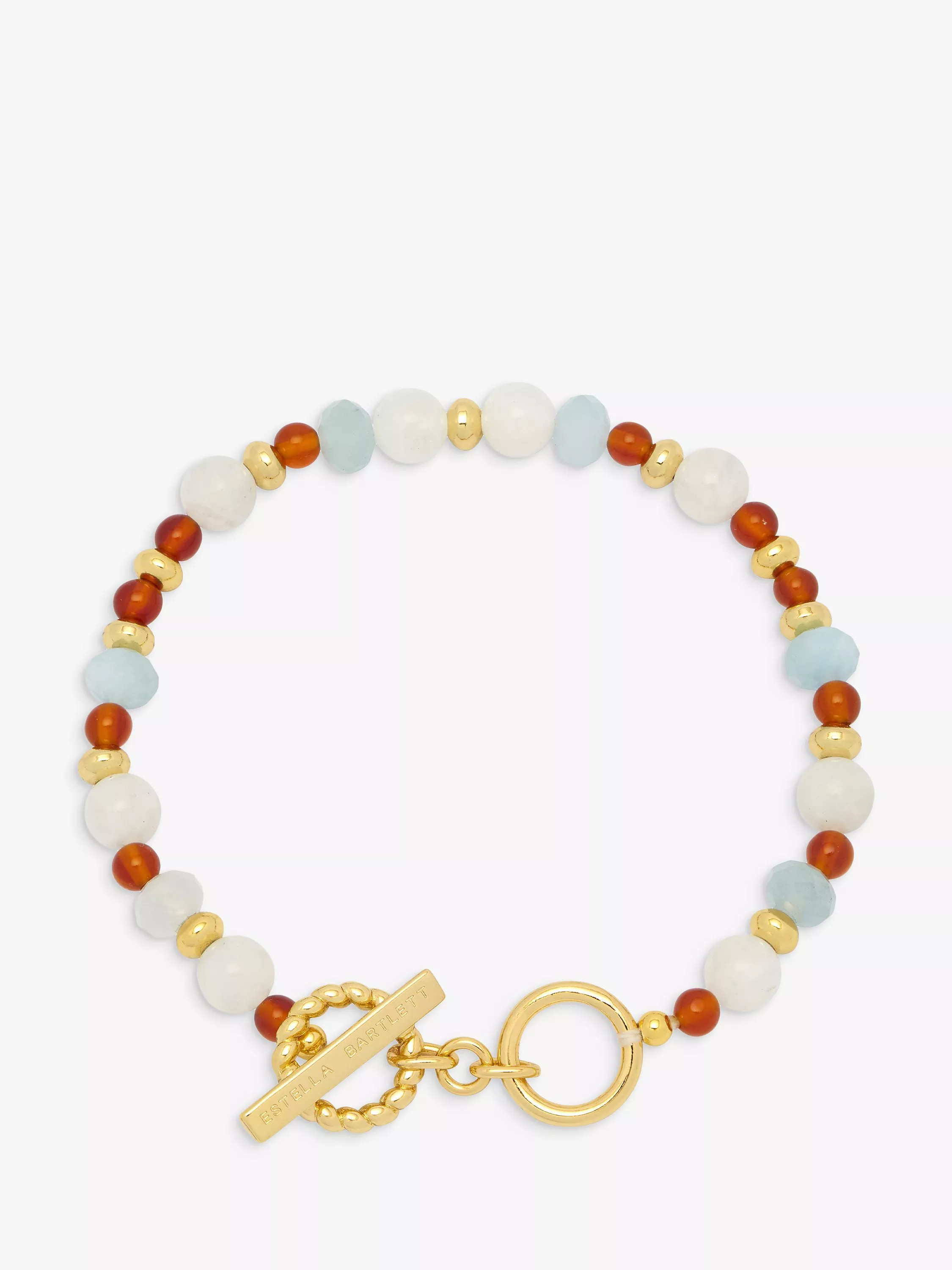 Estella BartlettMoonstone And Agate Beaded Bracelet, Gold/Red/Blue | John Lewis (UK)