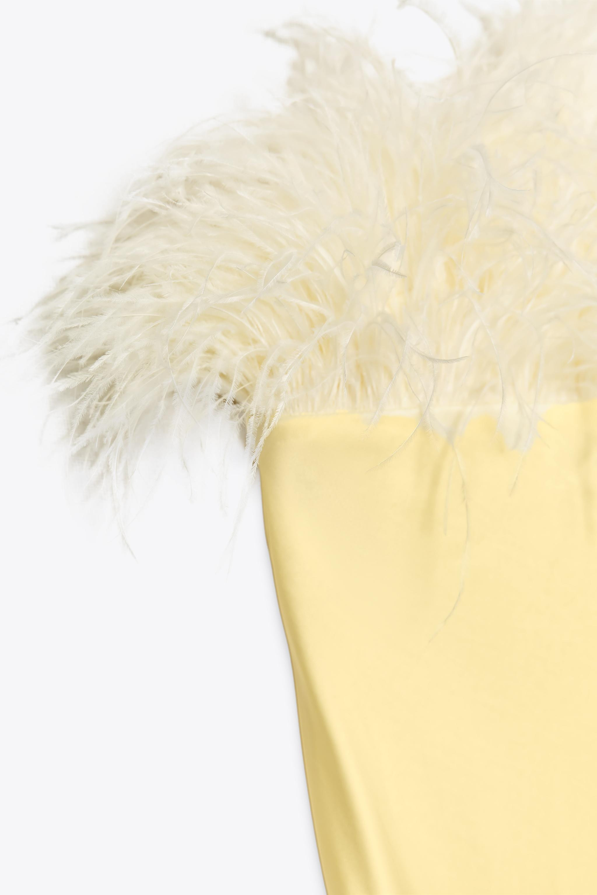 FEATHERED SATIN MIDI DRESS | Zara US