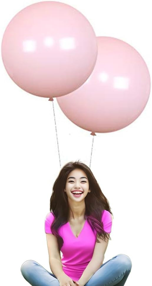24 Inch Latex Round Balloons 5 Pack Light Pink Thick Big Balloons for Photo Shoot Wedding Baby Sh... | Amazon (US)