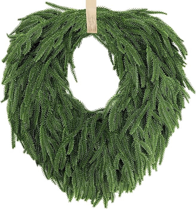 24" Norfolk Pine Wreath, Artificial Christmas Wreaths, Real Touch Green Winter Garland for Front ... | Amazon (US)