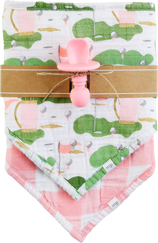 Mud Pie Baby Girl Set of 2 Golf Bibs and Spoon Set | Amazon (US)