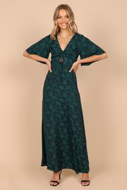 Josephine Knot Front Maxi Dress - Dark Green | Petal & Pup (US)