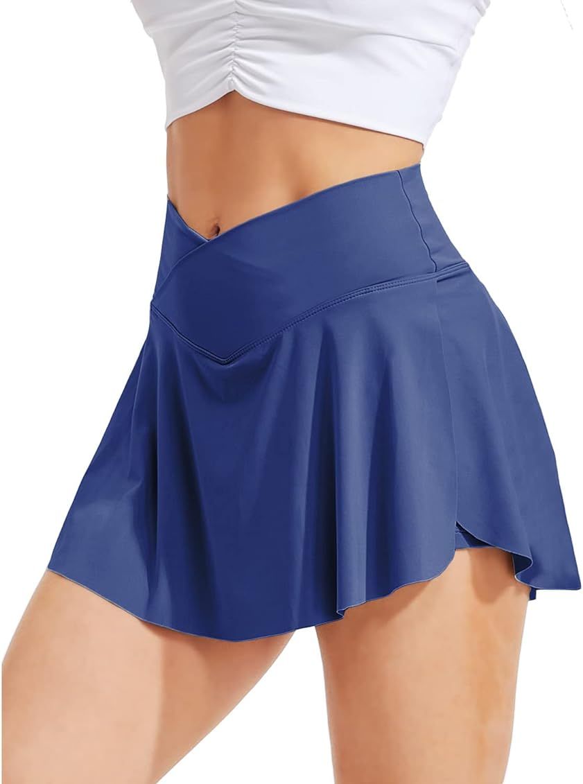 RIOJOY Tennis Skirts for Women with Pockets Inner Shorts High Waisted Golf Athletic Running Workout  | Amazon (US)
