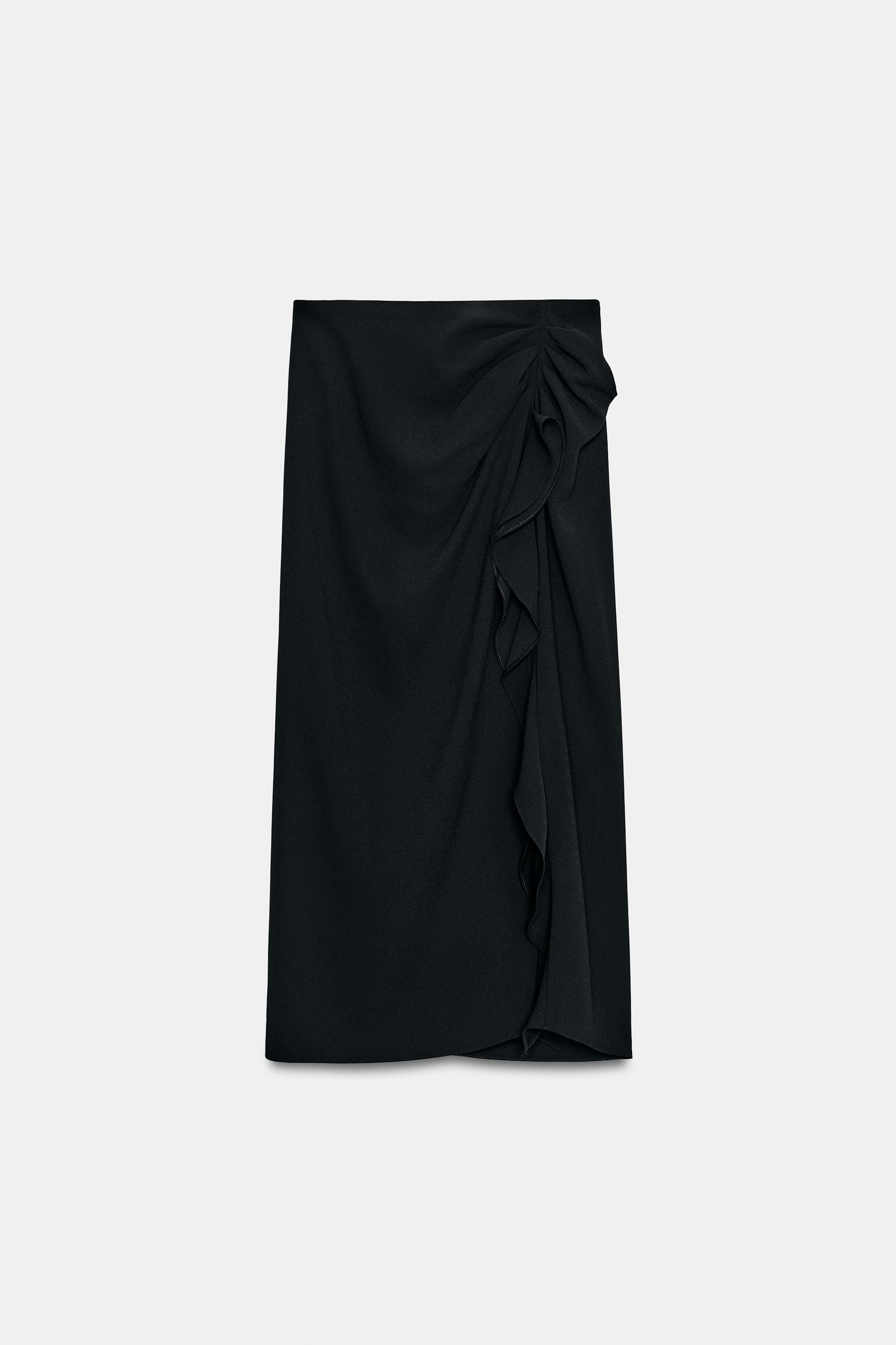ZW COLLECTION RUFFLED MIDI SKIRT | Zara US