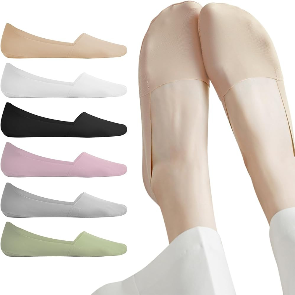 JaosWish No Show Socks Womens for Flats Loafers,No See Footies Nylon Non Slip Invisible Liner Thi... | Amazon (US)